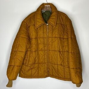 Vintage Sears Roebucks Brown Quilted Reversible Puffer Jacket Big 2XL